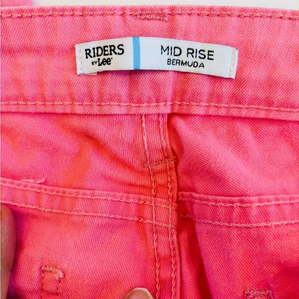 Riders by Lee Pink Flat Front Cotton Shorts mid rise Bermuda size 12 M - Picture 7 of 8